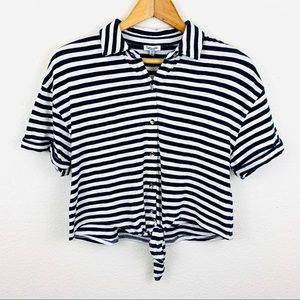 Splendid NWT Nautical Tie Front Short Sleeve Top